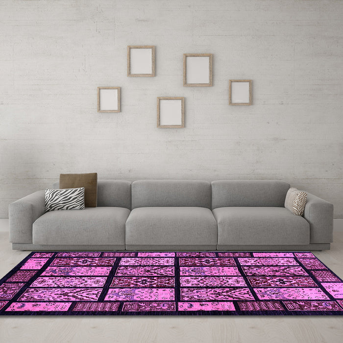 Machine Washable Abstract Purple Modern Area Rugs in a Living Room, wshabs713pur
