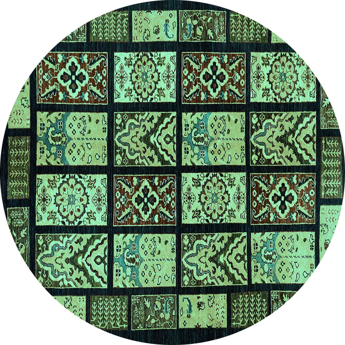 Round Machine Washable Abstract Turquoise Modern Area Rugs, wshabs713turq