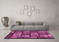 Machine Washable Abstract Pink Modern Rug, wshabs713pnk