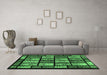 Machine Washable Abstract Emerald Green Modern Area Rugs in a Living Room,, wshabs713emgrn