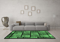 Machine Washable Abstract Emerald Green Modern Rug, wshabs713emgrn