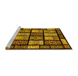 Sideview of Machine Washable Abstract Yellow Modern Rug, wshabs713yw