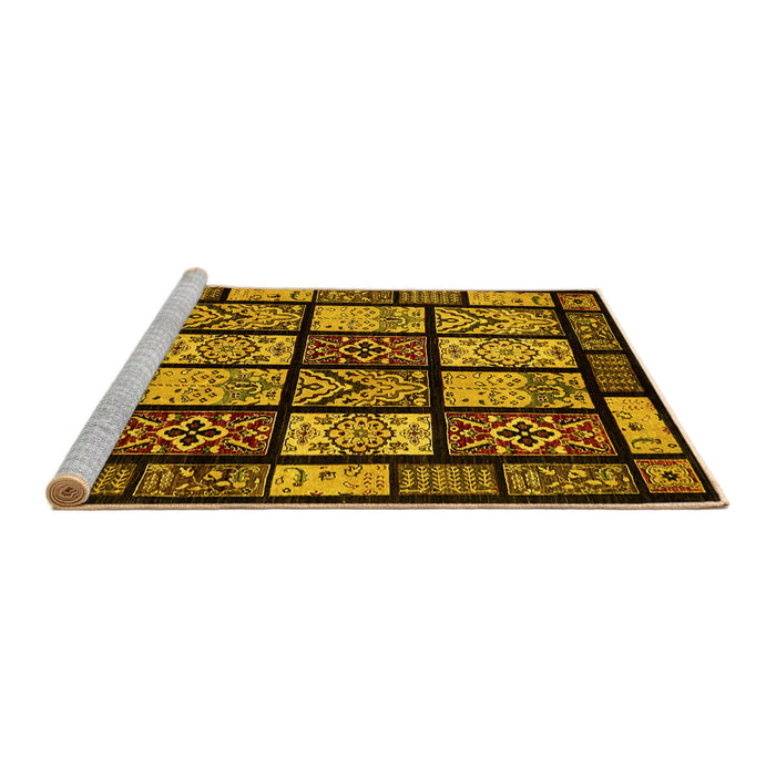 Sideview of Machine Washable Abstract Yellow Modern Rug, wshabs713yw