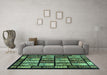 Machine Washable Abstract Turquoise Modern Area Rugs in a Living Room,, wshabs713turq