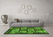 Machine Washable Abstract Green Modern Area Rugs in a Living Room,, wshabs713grn