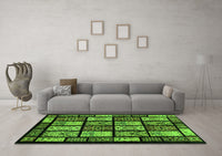 Machine Washable Abstract Green Modern Rug, wshabs713grn