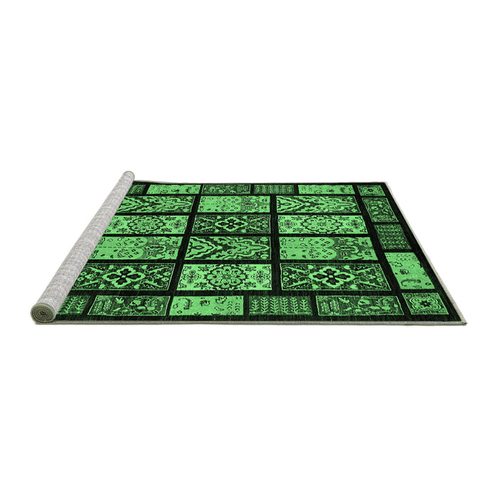 Sideview of Machine Washable Abstract Emerald Green Modern Area Rugs, wshabs713emgrn