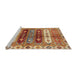 Sideview of Machine Washable Abstract Red Rug, wshabs714