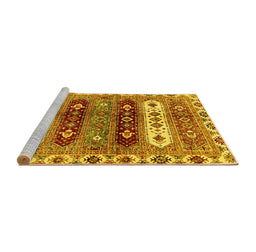 Sideview of Machine Washable Abstract Yellow Modern Rug, wshabs714yw