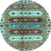 Round Abstract Light Blue Modern Rug, abs714lblu