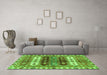 Machine Washable Abstract Green Modern Area Rugs in a Living Room,, wshabs714grn