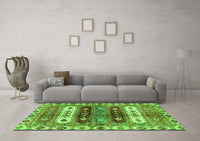 Machine Washable Abstract Green Modern Rug, wshabs714grn