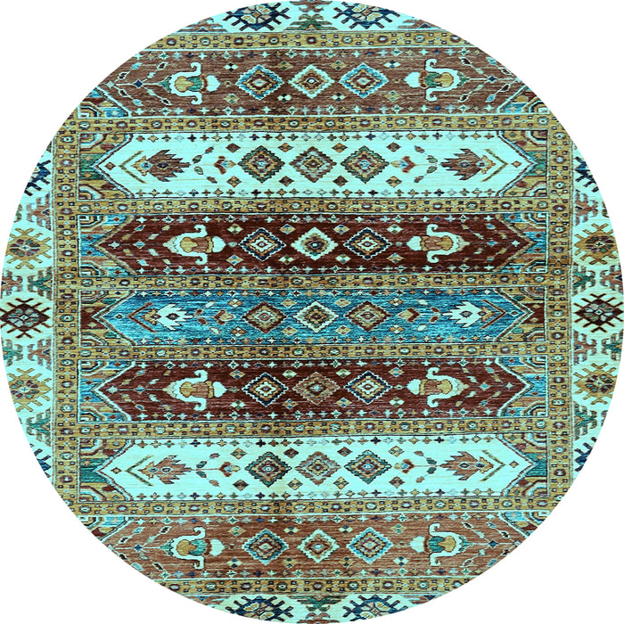 Round Machine Washable Abstract Light Blue Modern Rug, wshabs714lblu