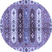 Round Abstract Blue Modern Rug, abs714blu