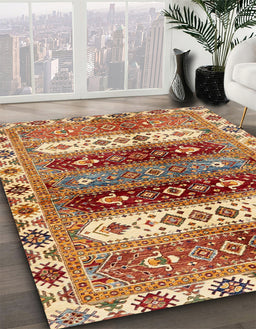 Machine Washable Abstract Red Rug in a Family Room, wshabs714