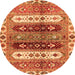 Round Abstract Orange Modern Rug, abs714org