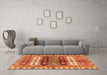 Machine Washable Abstract Orange Modern Area Rugs in a Living Room, wshabs714org