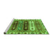 Sideview of Machine Washable Abstract Green Modern Area Rugs, wshabs714grn