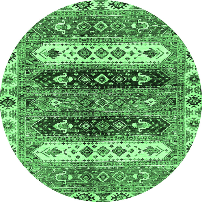 Round Abstract Emerald Green Modern Rug, abs714emgrn