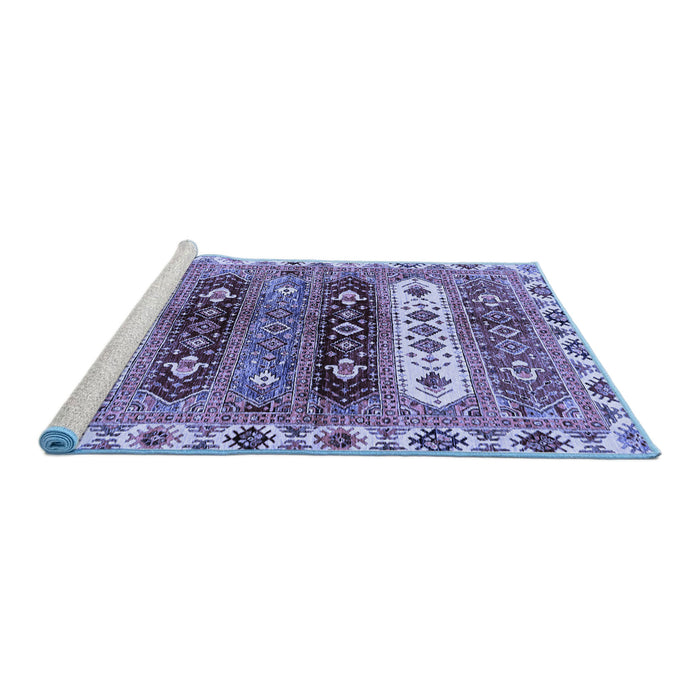 Sideview of Machine Washable Abstract Blue Modern Rug, wshabs714blu