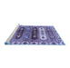 Sideview of Machine Washable Abstract Blue Modern Rug, wshabs714blu