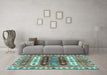 Machine Washable Abstract Light Blue Modern Rug in a Living Room, wshabs714lblu