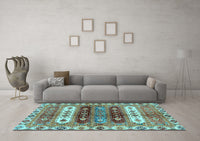 Machine Washable Abstract Light Blue Modern Rug, wshabs714lblu