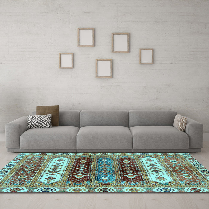 Machine Washable Abstract Light Blue Modern Rug in a Living Room, wshabs714lblu