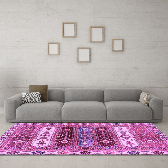 Machine Washable Abstract Purple Modern Area Rugs in a Living Room, wshabs714pur