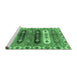 Sideview of Machine Washable Abstract Emerald Green Modern Area Rugs, wshabs714emgrn