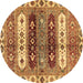 Round Abstract Brown Modern Rug, abs714brn