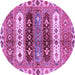 Round Machine Washable Abstract Purple Modern Area Rugs, wshabs714pur