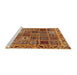 Sideview of Machine Washable Abstract Yellow Rug, wshabs715