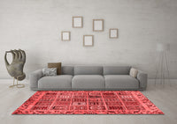 Machine Washable Abstract Red Modern Rug, wshabs715red