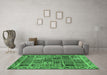 Machine Washable Abstract Emerald Green Modern Area Rugs in a Living Room,, wshabs715emgrn