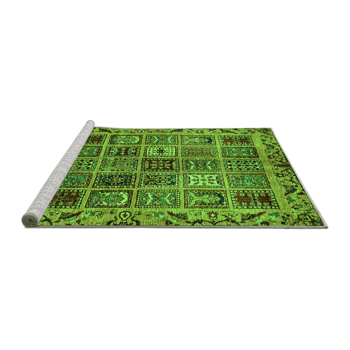 Sideview of Machine Washable Abstract Green Modern Area Rugs, wshabs715grn