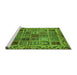 Sideview of Machine Washable Abstract Green Modern Area Rugs, wshabs715grn