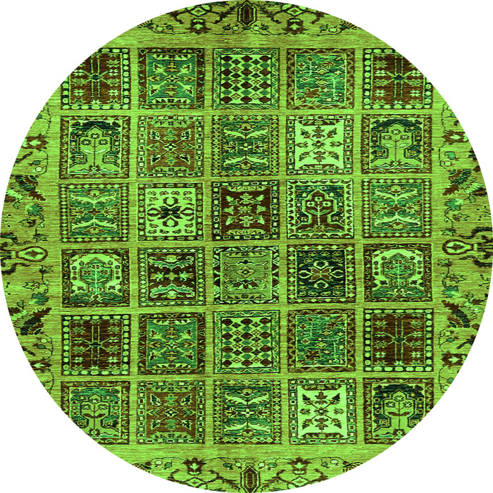 Round Abstract Green Modern Rug, abs715grn