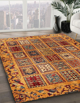 Abstract Yellow Modern Rug in Family Room, abs715