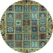 Round Machine Washable Abstract Light Blue Modern Rug, wshabs715lblu