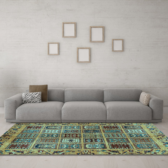 Machine Washable Abstract Light Blue Modern Rug in a Living Room, wshabs715lblu