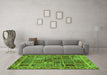 Machine Washable Abstract Green Modern Area Rugs in a Living Room,, wshabs715grn