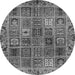 Round Machine Washable Abstract Gray Modern Rug, wshabs715gry