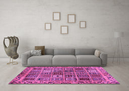 Machine Washable Abstract Purple Modern Area Rugs in a Living Room, wshabs715pur