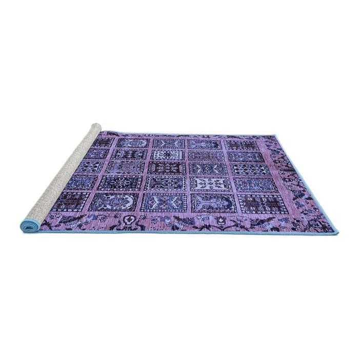 Sideview of Machine Washable Abstract Blue Modern Rug, wshabs715blu