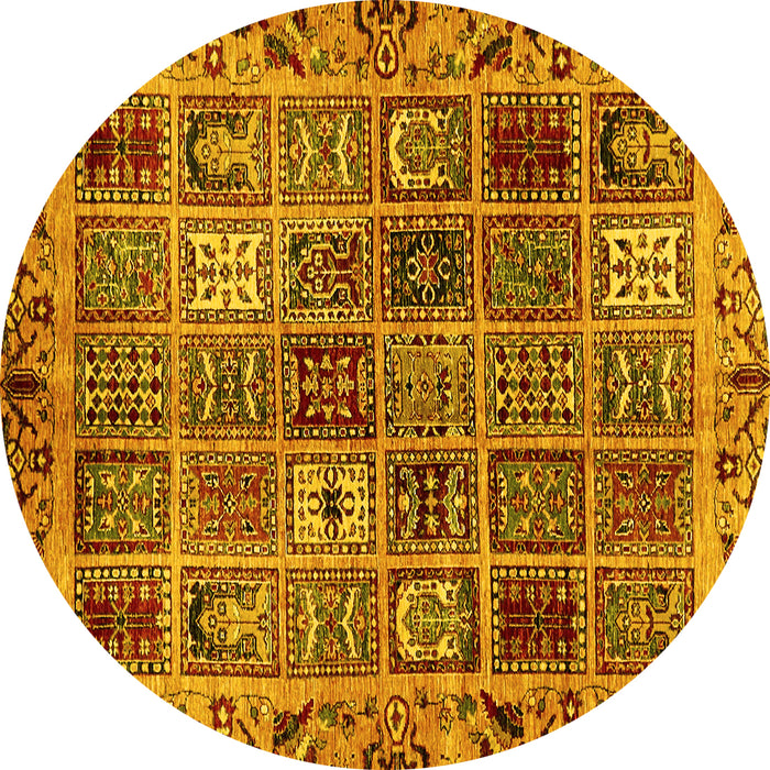 Round Machine Washable Abstract Yellow Modern Rug, wshabs715yw