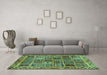 Machine Washable Abstract Turquoise Modern Area Rugs in a Living Room,, wshabs715turq