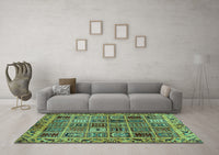 Machine Washable Abstract Turquoise Modern Rug, wshabs715turq