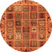 Round Machine Washable Abstract Orange Modern Area Rugs, wshabs715org