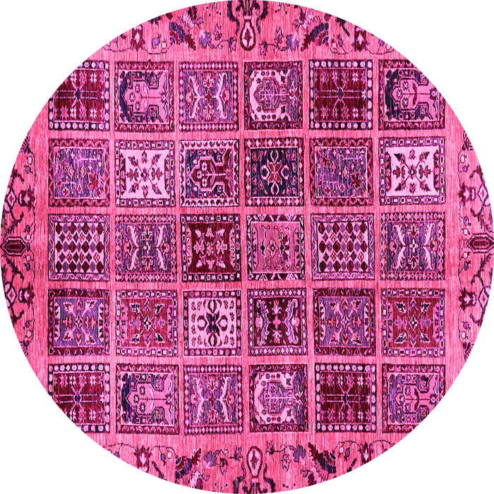 Round Machine Washable Abstract Pink Modern Rug, wshabs715pnk